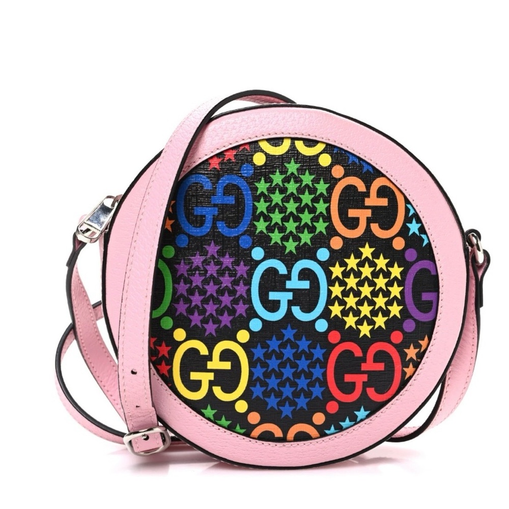 Gucci supreme monogram psychedelic round shoulder multicolored bag